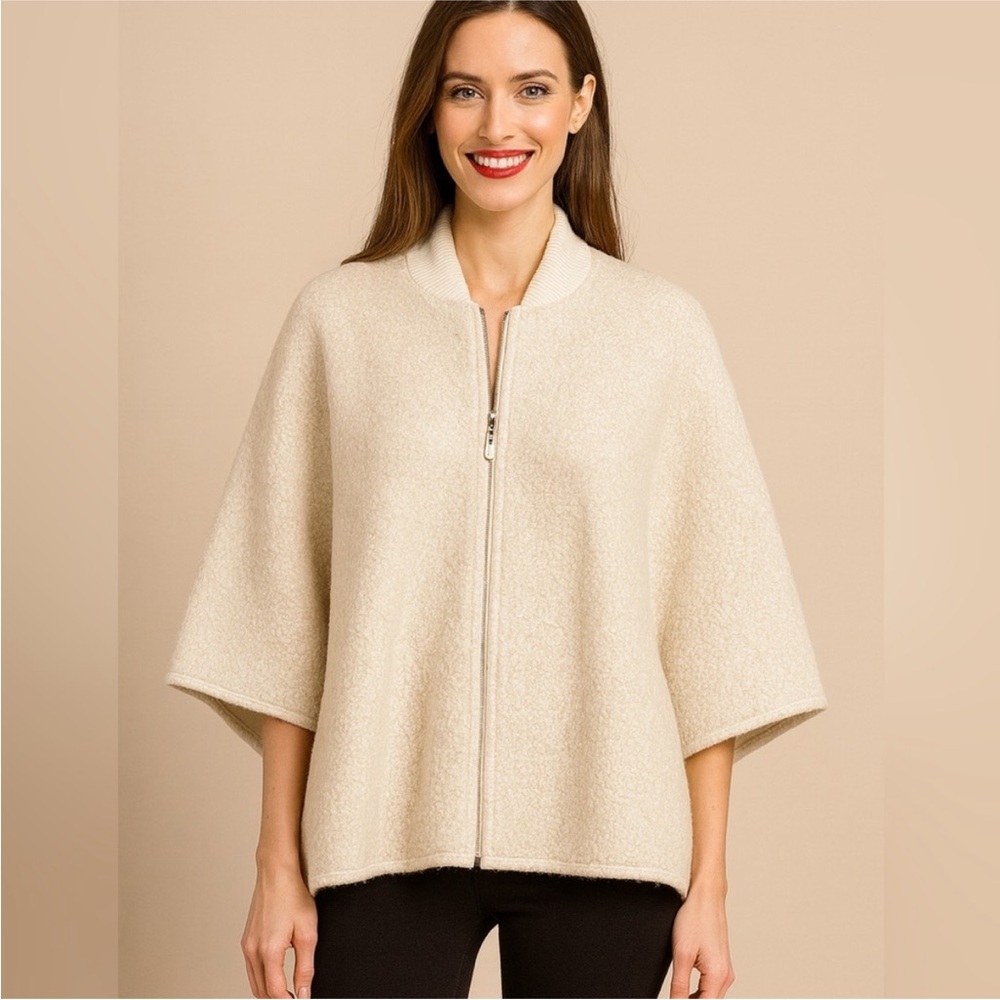 Canada Weather Gear Women’s O/S Beige Fleece Full-Zip Poncho/Jacket